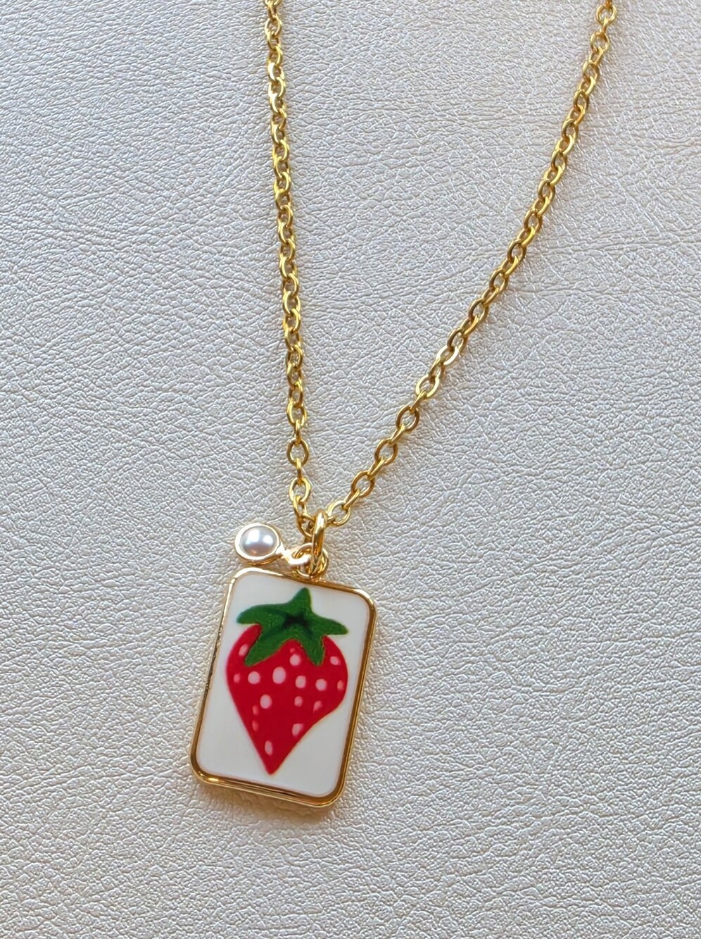 Handmade Gold Tone Strawberry Pendant Necklace